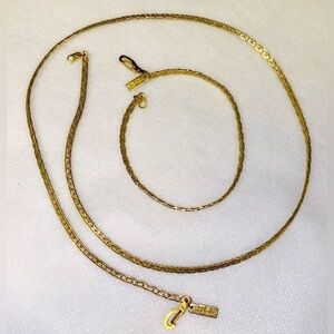Gold Chain and Bracelet Set. 18 k gold plated